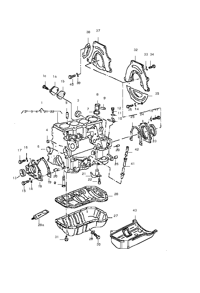Diagram for Cylinder Block With Pistons / 1.9ltr. / 4 Cylinder Oil Sump / Cylinder Block With Pistons / 1.9ltr. / Diesel Eng. Diesel Eng.: 1
