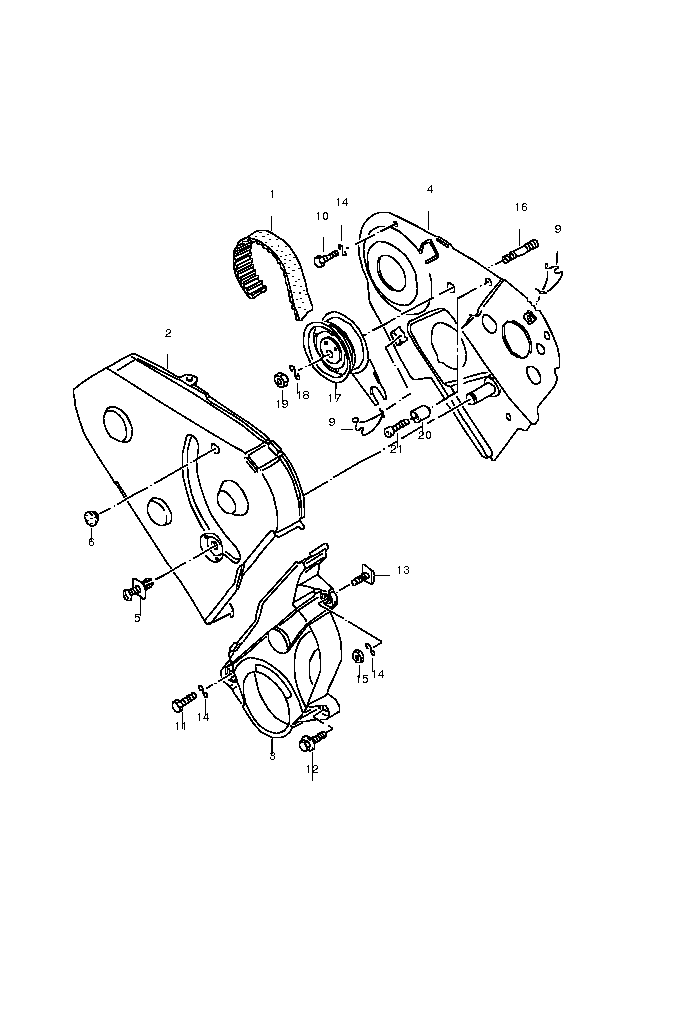 Diagram for Toothed Belt / 1.9ltr. / 4 Cylinder Toothed Belt Cover / Toothed Belt / 1.9ltr. / Diesel Eng. Diesel Eng.: